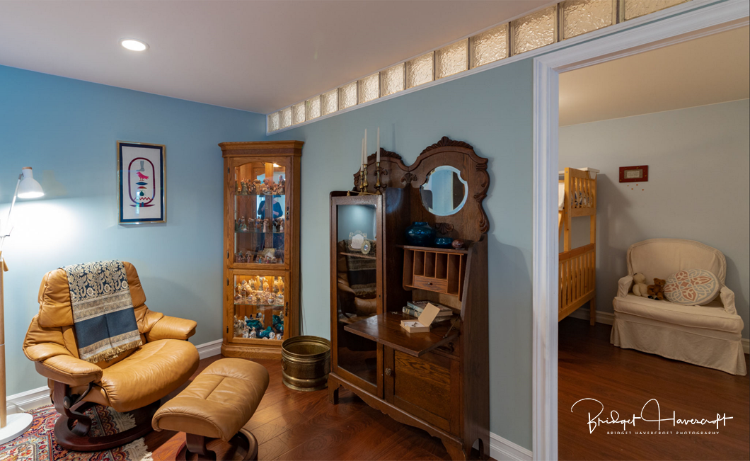 Living room of Sherbrooke Lake property with vintage furniture